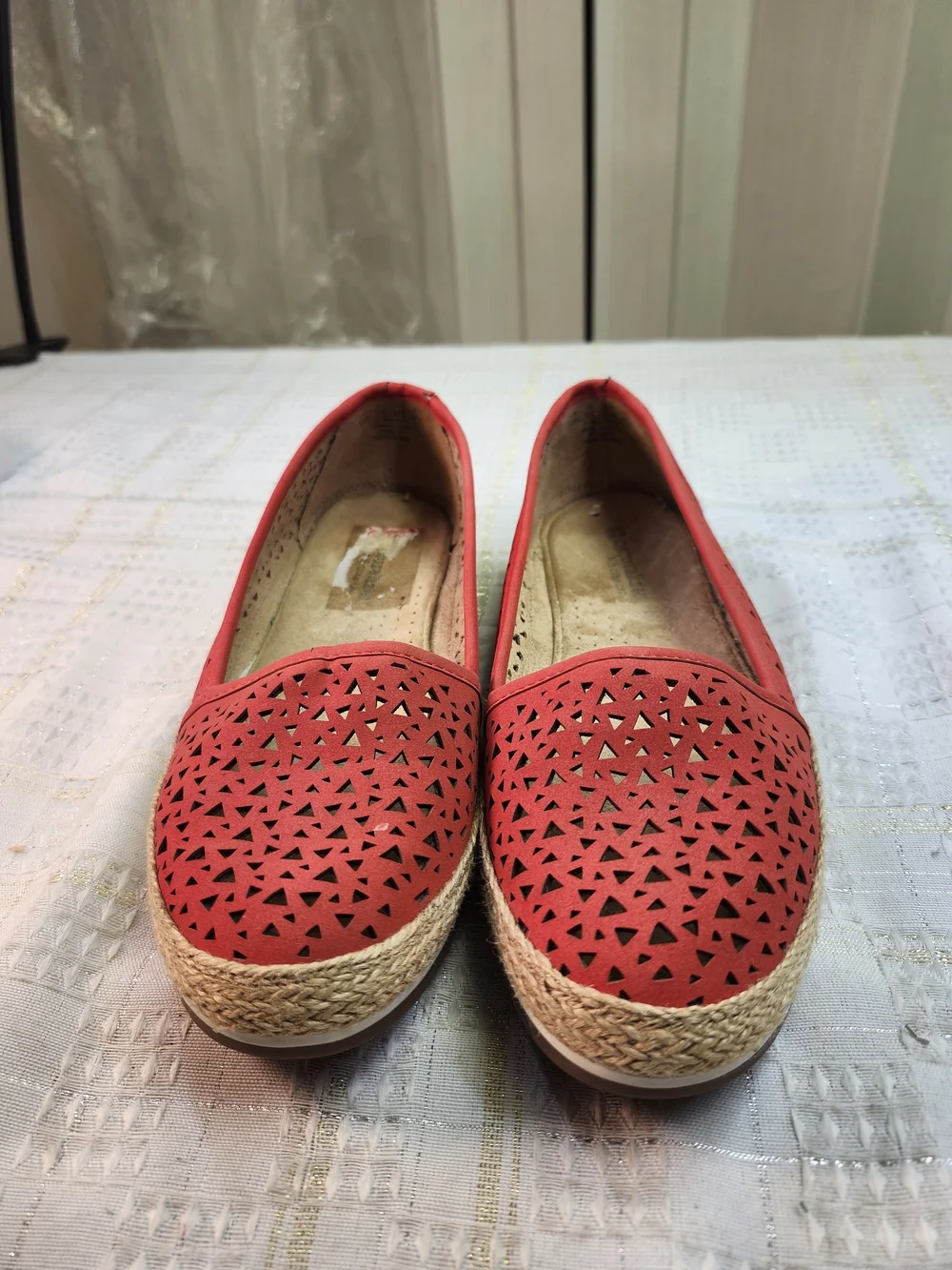 Sanuk Women's Red Laser-Cut Espadrille Flats